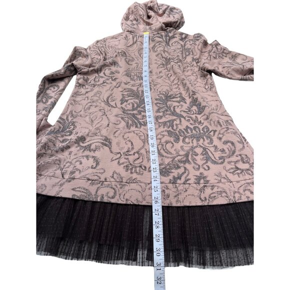 LOGO Large Lounge Print Zip Hoodie Jacket Chiffon Trim 4d - Picture 8 of 10